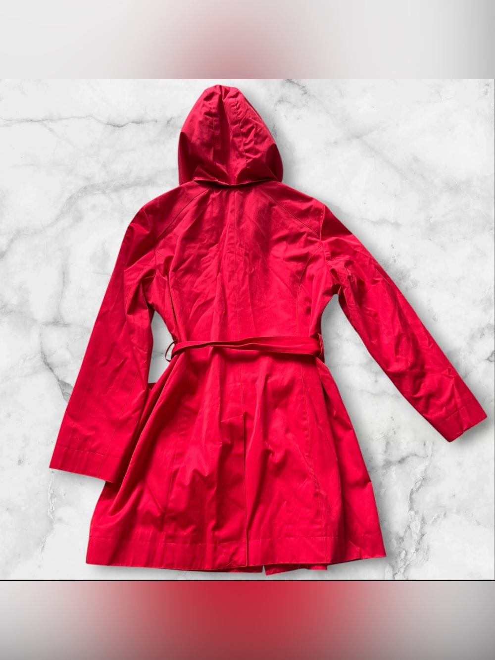 Women’s Michael Kors belted trench coat with removable hood size L - Picture 2 of 5